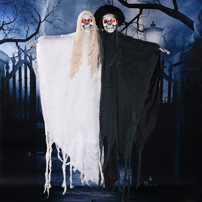 万圣节场景装饰道具夫妻吊鬼发光声控感应恐怖发声骷髅密室鬼批发
