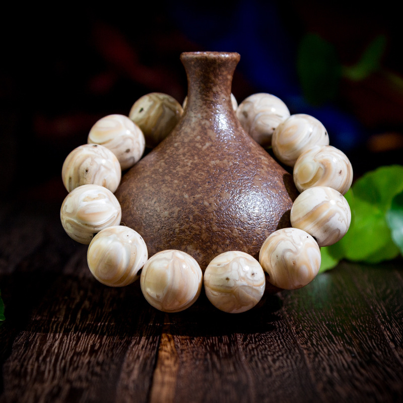 天然骆驼骨牙齿人工打磨鹤天手串男士文玩圆珠手链动物骨头佛珠