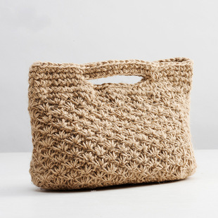 一件代发 麻绳手工钩编织女包 复古民族棉麻手提女包手编手拿包