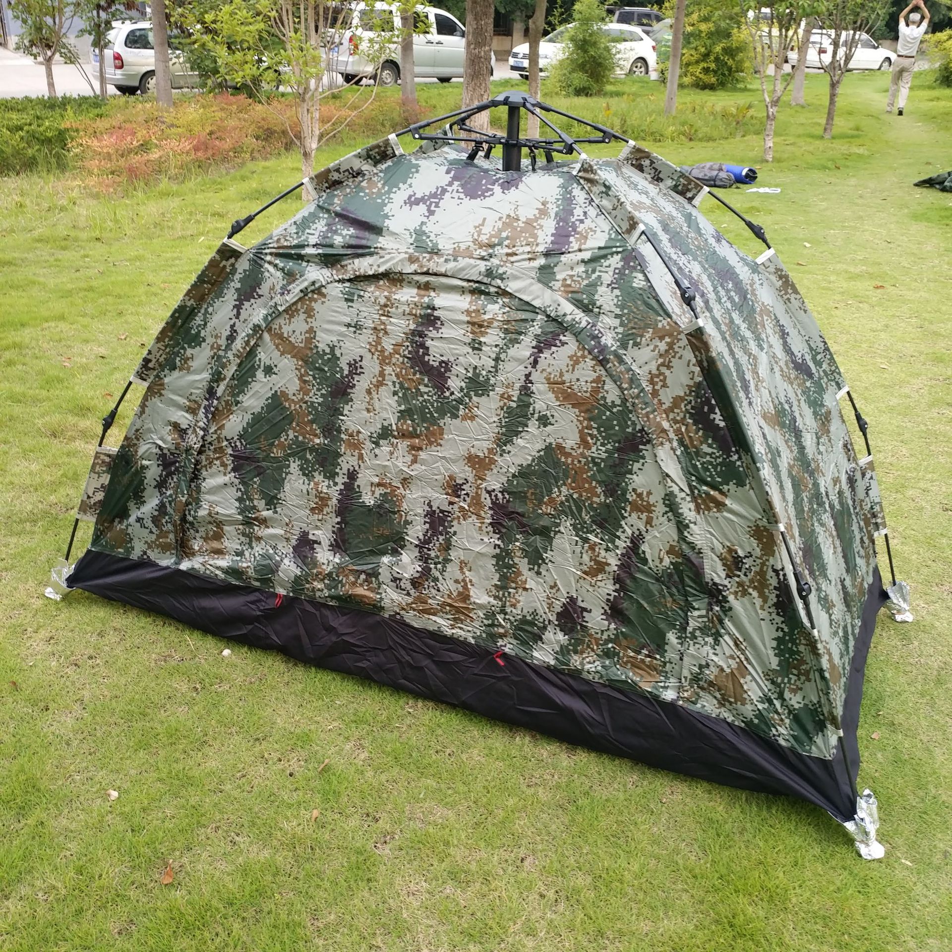 07数码丛林迷彩单兵帐篷野外生存野营露营轻便帐篷双开门自动帐篷