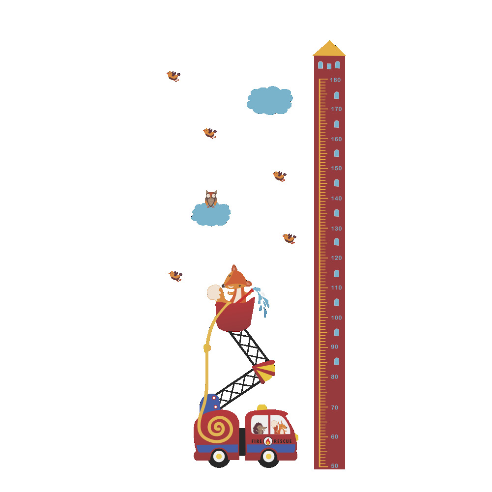 可爱汽车建筑测量身高贴纸建高楼大厦儿童梦想卧室壁纸贴画zy993