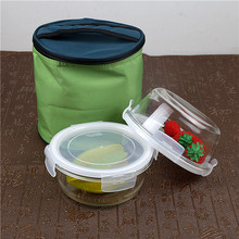 韩式便当盒耐热玻璃保鲜碗 圆形微波炉饭盒 创意活动礼品