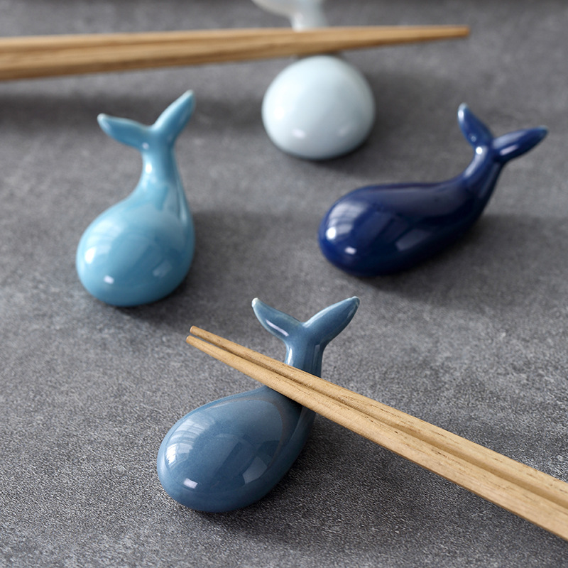 Creative Cute Ceramic Household Whale Style Chopsticks Shelf Personality Chopstick Rack Chopstick Holder Chopstick Rest Spoon Holder Tableware Table