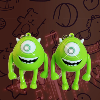 bs-663热销大眼仔led发声发光钥匙扣链创意钥匙扣 卡通小商品挂件