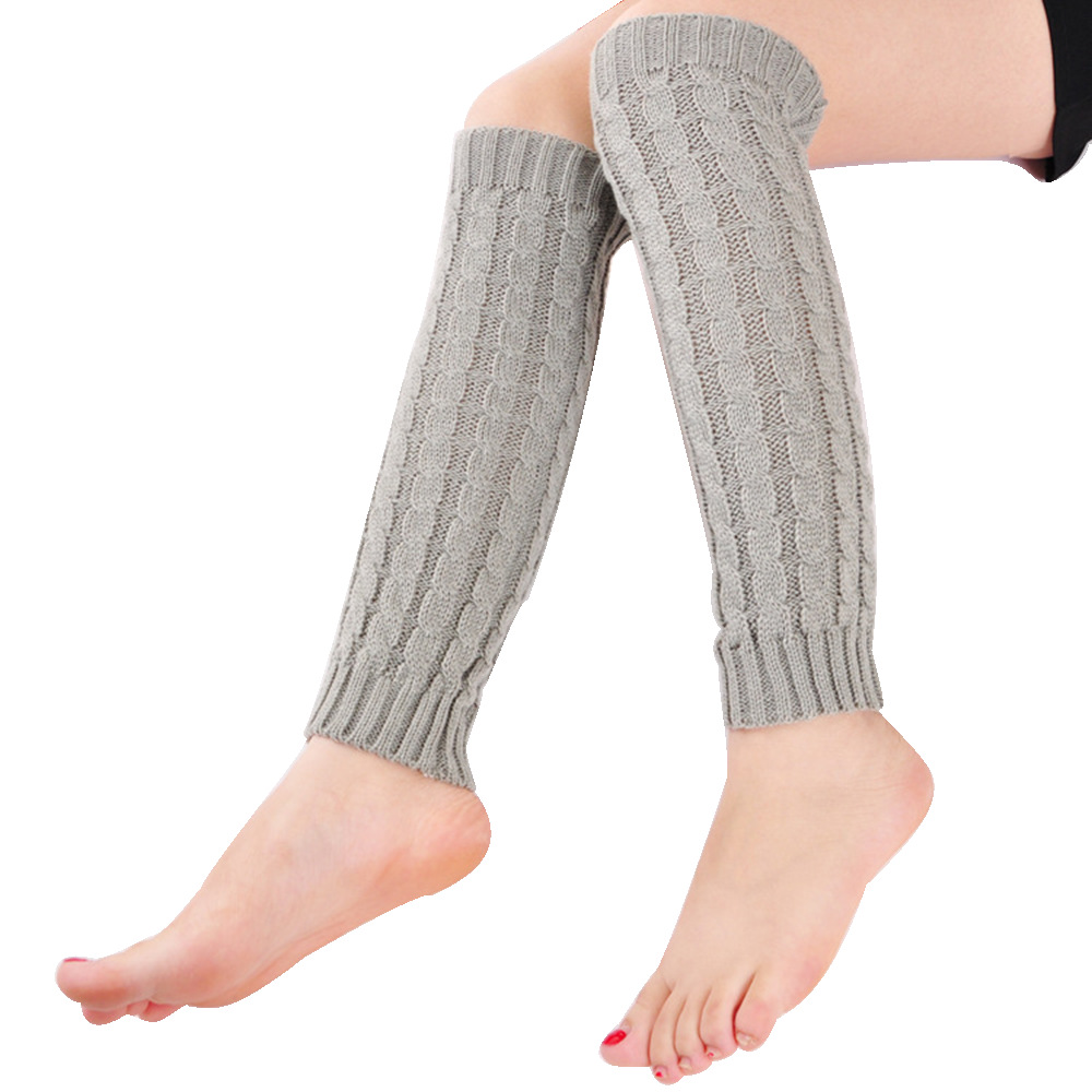 Korean Warm Wool Thickness Knitted Leg Warmers Bunching Socks Leg Warmer Three Yarn Full Twist Japanese Knee Pads Booties Ladies