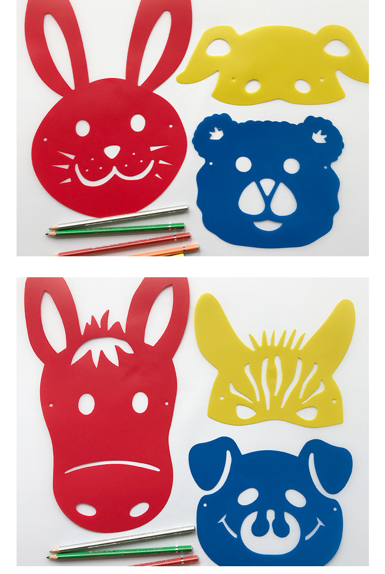 卡通diy手工镂空绘画模板 彩色儿童画画模板套装 pp环保厂家直销