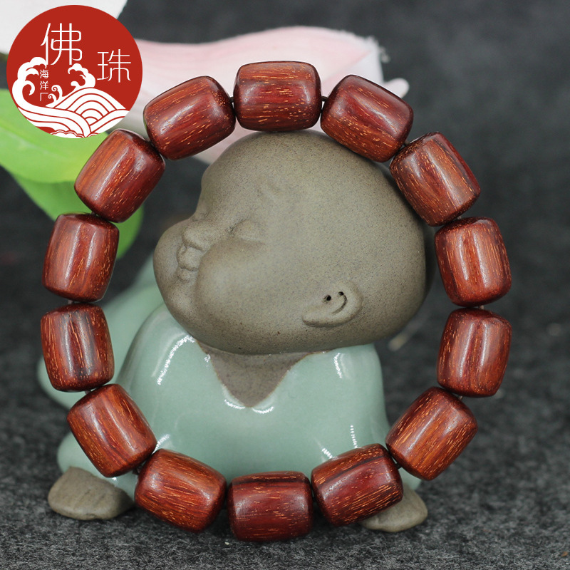 科檀非洲小叶紫檀桶珠转运珠佛珠手串108颗新颖男女款民族风手串