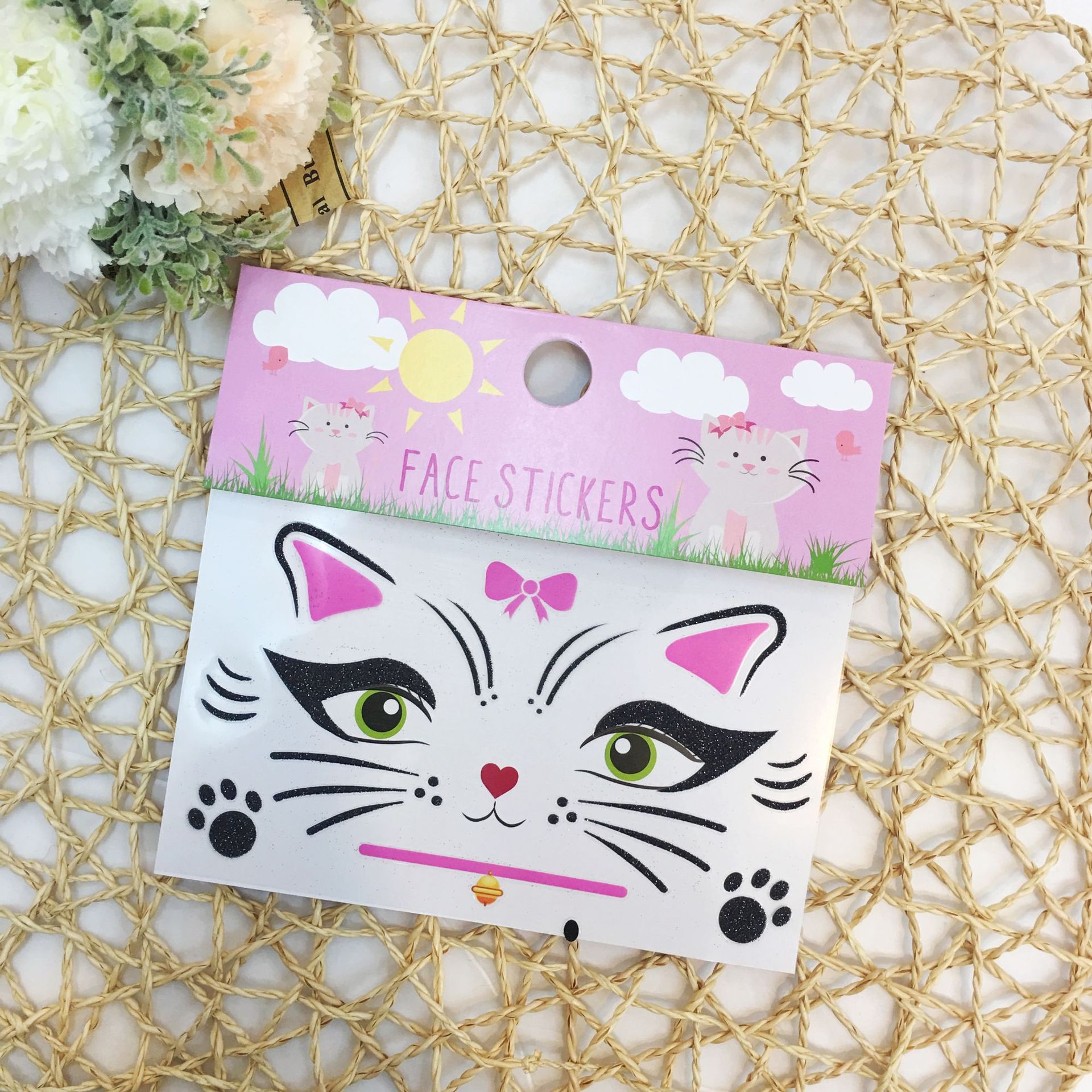 大量销售外贸葱粉脸贴 精美时尚 卡通可爱 图案逼真脸贴可批发