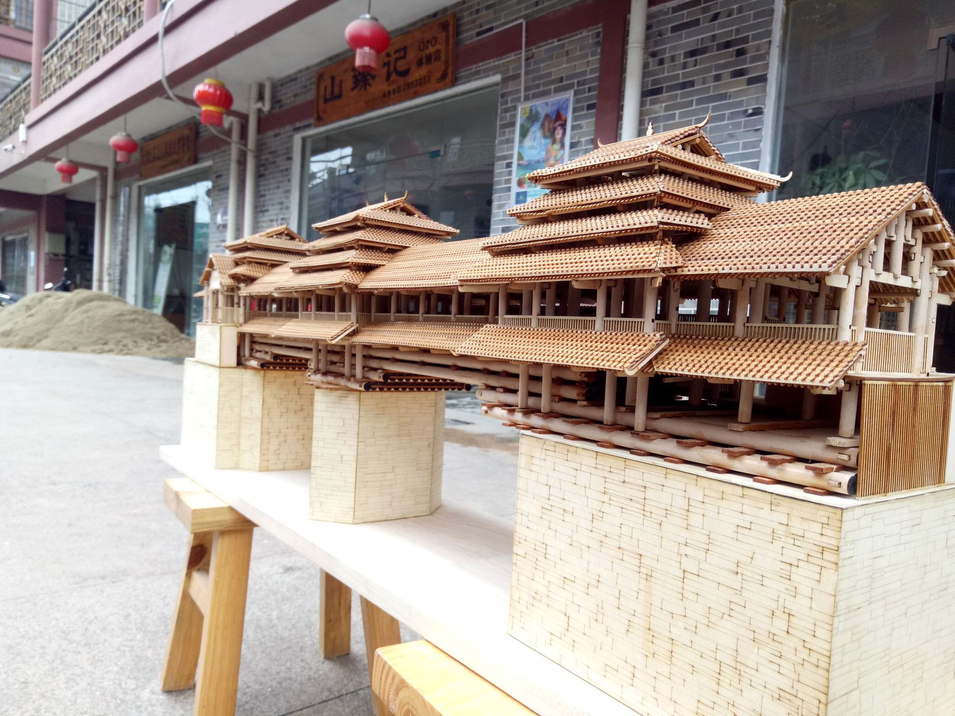 建筑模型_风雨桥模型_纯榫卯结构风雨桥微缩建筑模型订制 - 阿里巴巴