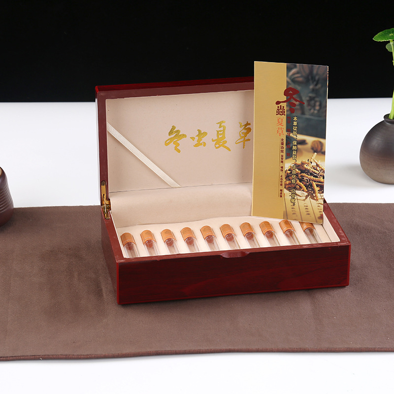 冬虫夏草高档包装盒烤漆保健礼品礼盒10支20支30支40支管子可定制