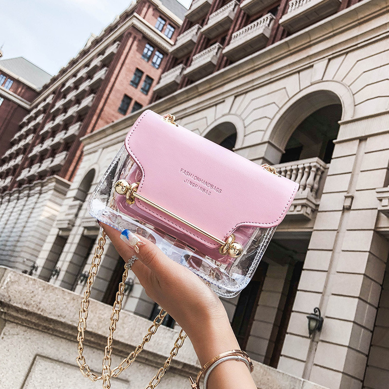 2019 New PVC Transparent Hand Cosmetic Bag Crossbody Shoulder Bag Fashion Women Bag Gel Bag