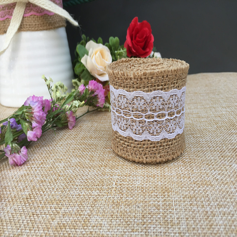 Manufacturers Supply DIY Craft Burlap Roll Lace Burlap Roll 4cm Wide Two Lace Burlap Roll