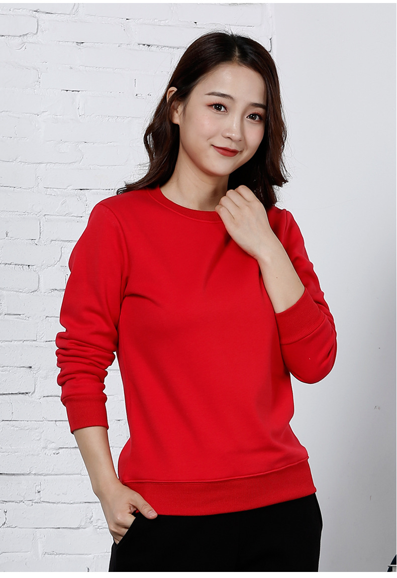 厂家卫衣18款冬季女装纯棉保暖圆领套头加绒卫衣韩版学生上衣外套