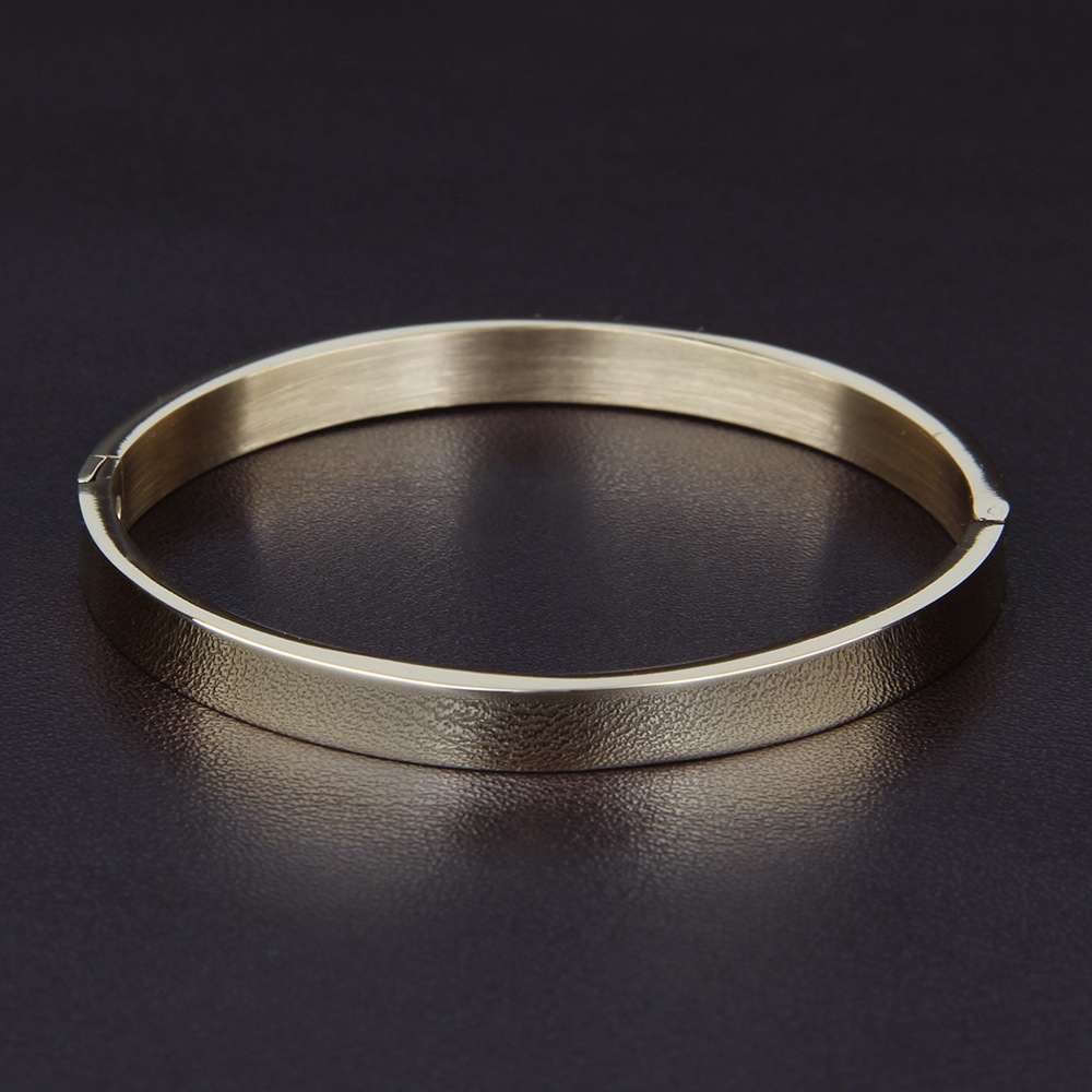 新款镀金钛钢手镯镜面精抛光面无字情侣款不锈钢手镯刻字