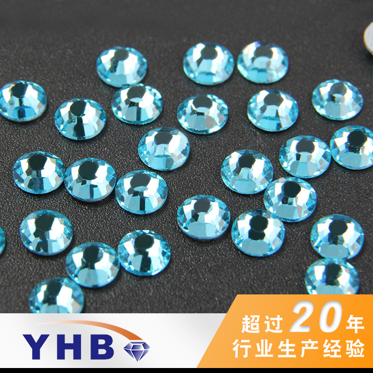 Ornament Factory Wholesale Clothing Accessories Hot Drilling Deep Sea Blue round Clothes Accessories Boutique Color Hot Drilling Nail Rhinestone-Sticking