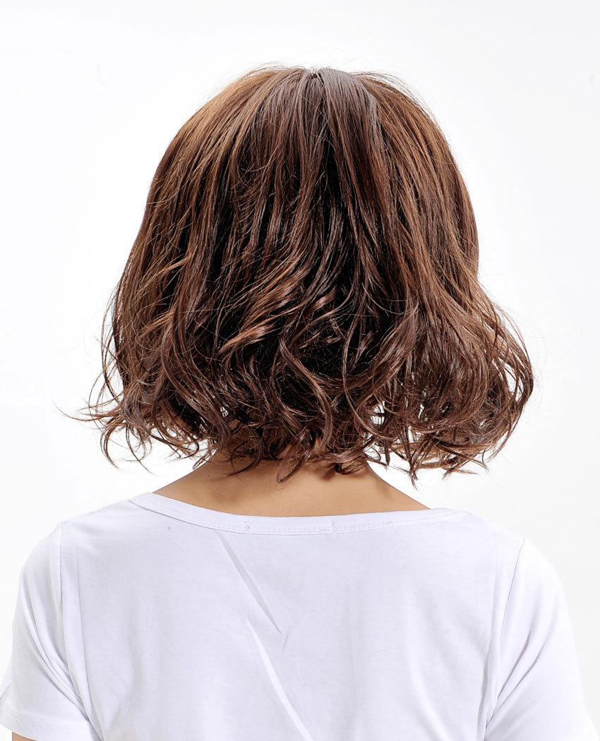 梨花头蓬松中长大波浪卷发假发头套假发女中长甜美空气刘海短卷发