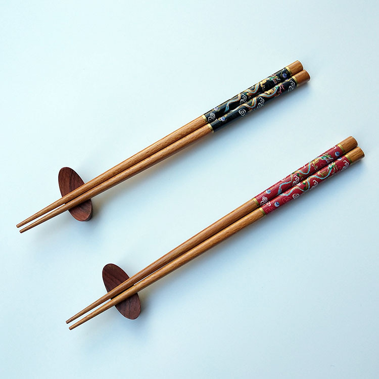 混批中国风筷子红黑龙两双婚庆新房回礼商务礼品筷子礼盒包装木筷