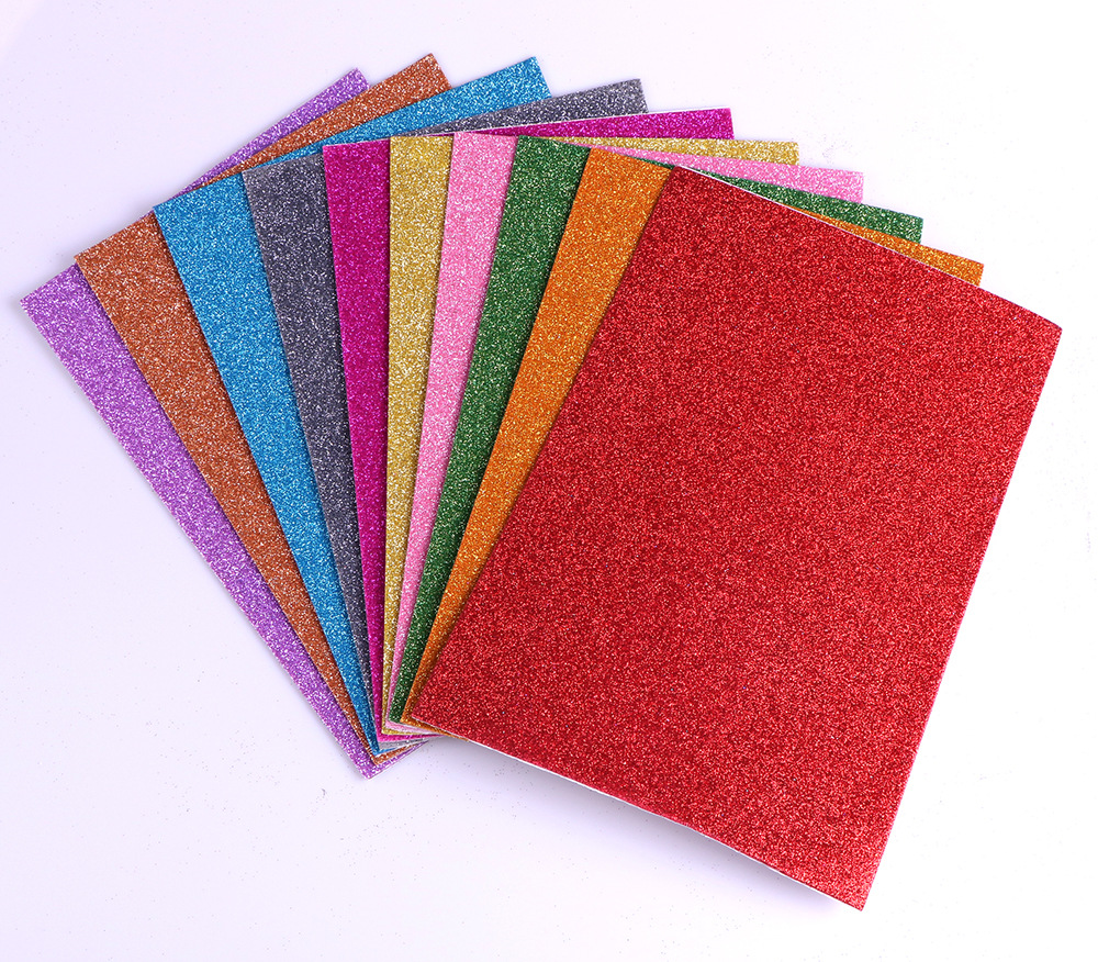 东阳欧尚文具厂 eva泡沫纸a4 带金粉 金葱粉 带胶 自粘 金粉纸