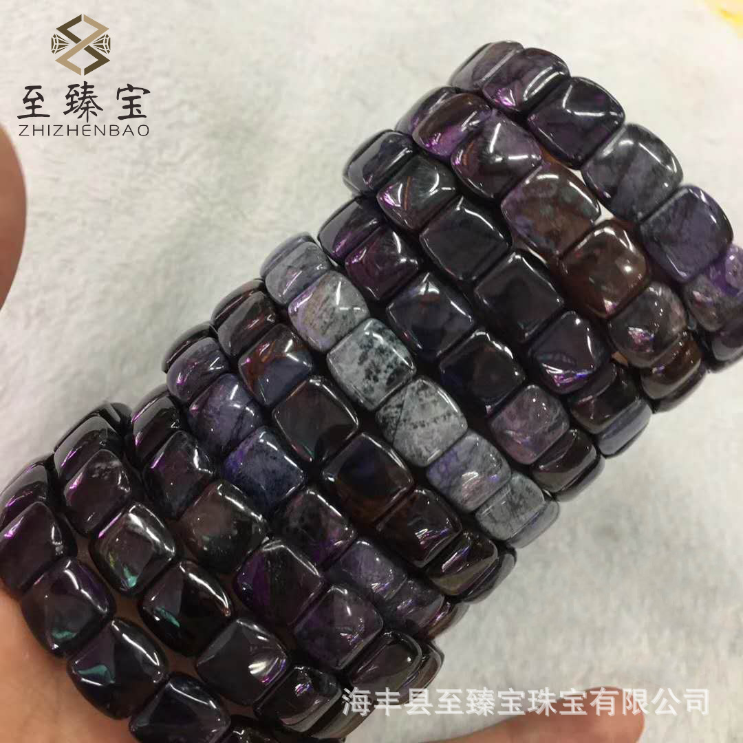 天然舒俱来手排 天然无优化 南非国石樱花紫苏纪石 水晶手镯女