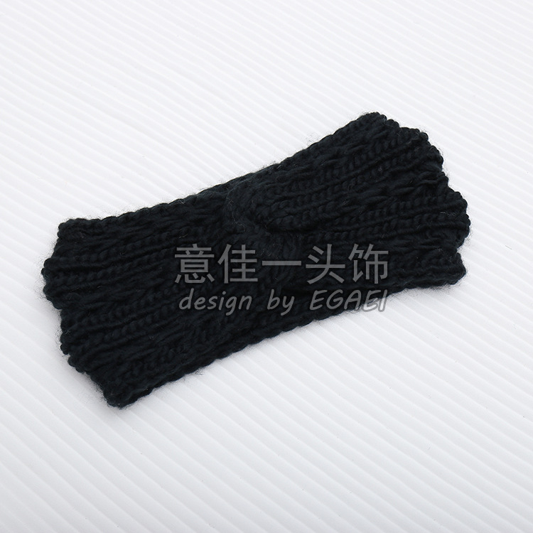 Factory Direct Sales New Ice Island Wool Front Cross Women's Knitted Hair Band Wool Hair Band Autumn and Winter Warm Headband