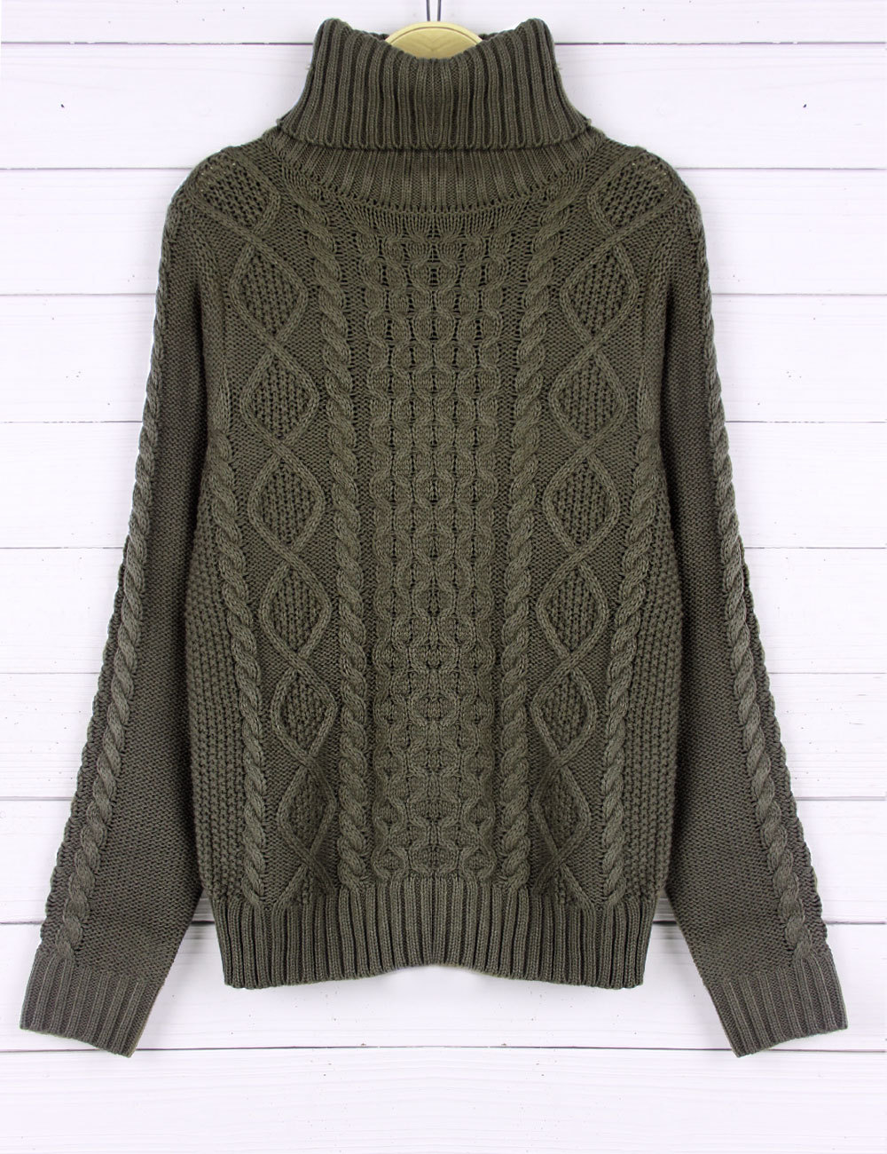 麻花纹蝙蝠袖毛衣图片