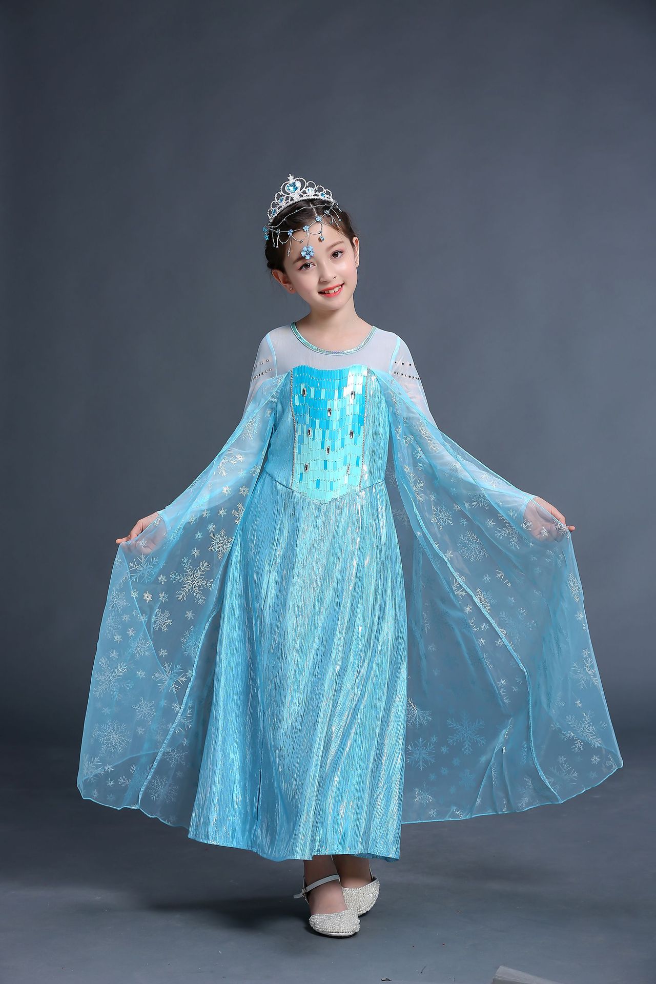 冰雪奇缘公主裙 艾莎表演服装 女童连衣裙 圣诞节一件代发童装