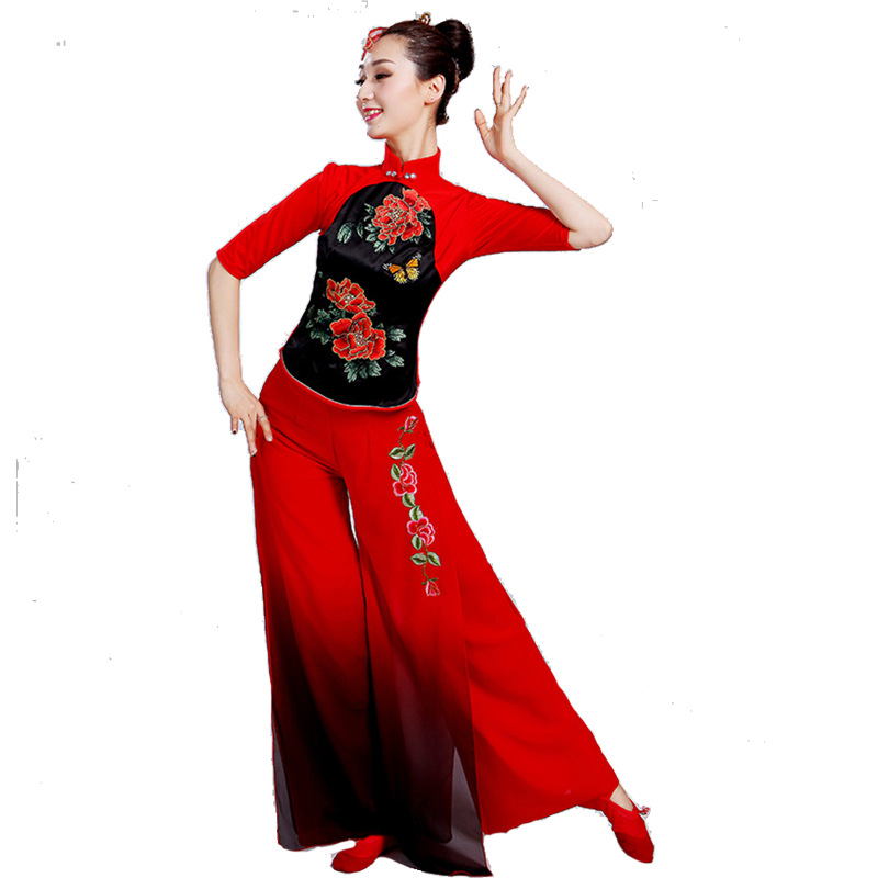 新款新款中国风打鼓服演出服女腰鼓服伞舞秧歌服古典舞蹈服装春夏