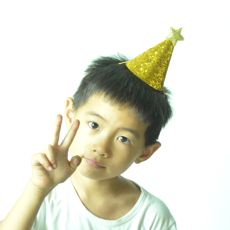 Shiny Gold Birthday Hat Sub XINGX Mini DIY Korean Style Hat Bright Gold Powder Hongqing Party Children Birthday Hat