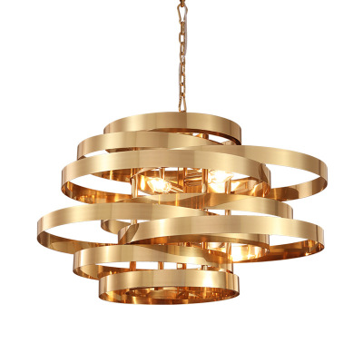 意大利轻奢后现代不锈钢圆圈个性卧室设计师样板房创意客餐厅吊灯
