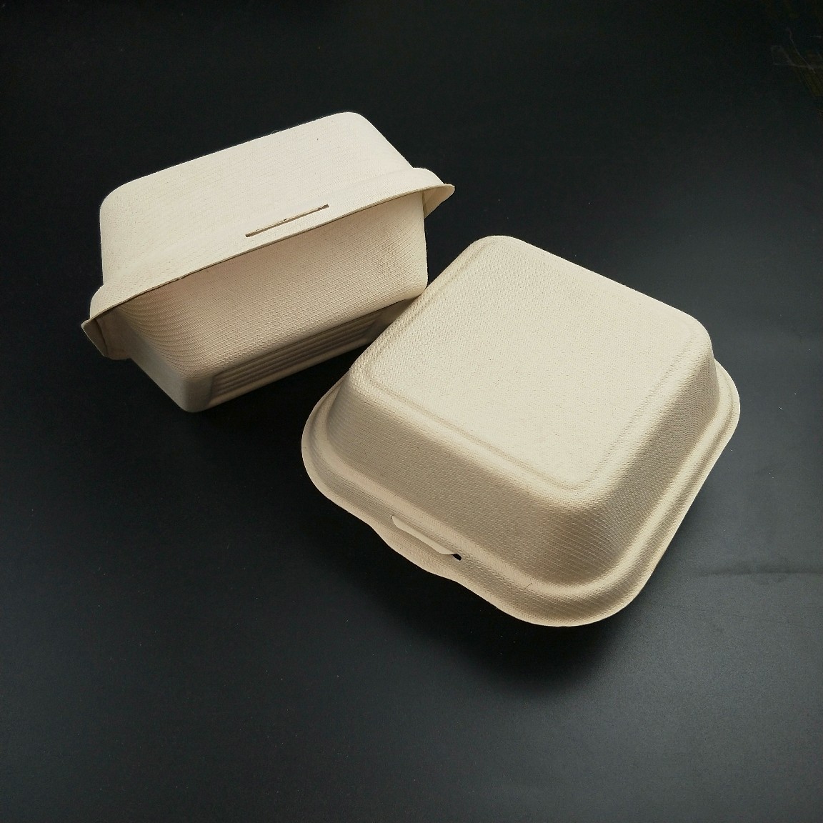 批发抖音网红本色纸浆盒降解餐盒可微波冷藏外卖盒4寸打包盒50套