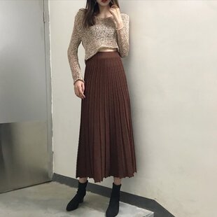 秋冬麻花毛线长裙