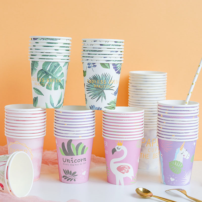 50 Pcs Disposable Paper Cup Creative Cute Cartoon Student Tea Cup Dormitory Home Printing Logo