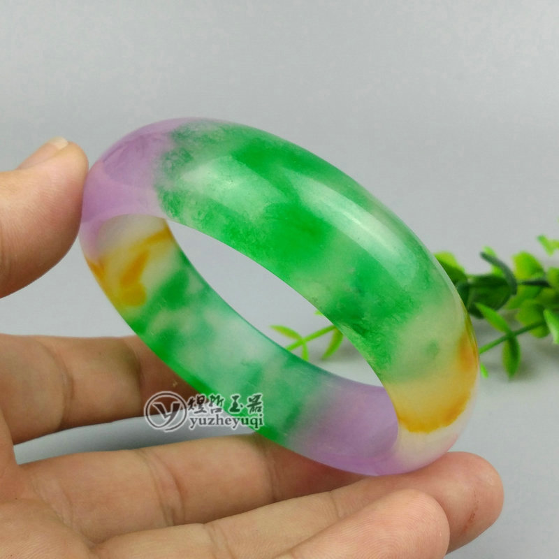 天然石英岩玉五彩玉手镯 福禄寿玉镯子 淘宝热销款 厂家特价直批
