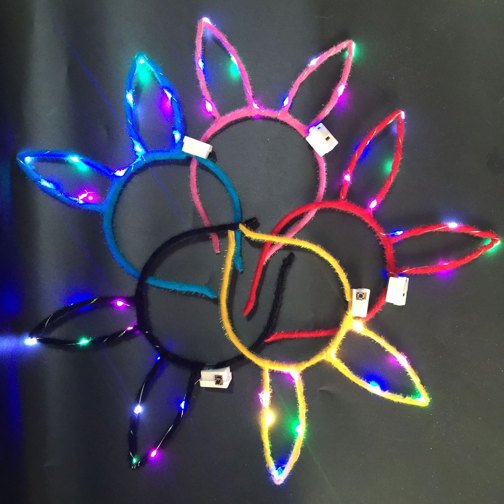 发光兔耳朵发光发夹万圣节道具新款加灯兔耳朵旅游纪念景区