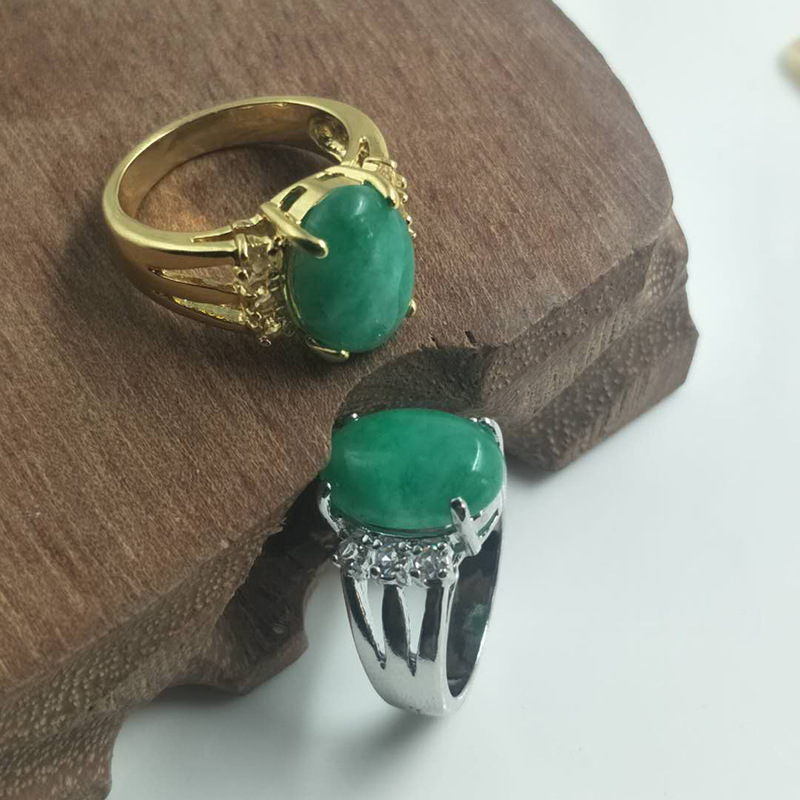 雅玉堂玉器批发金镶玉戒指 韩版镶玉指环 金色银色镶嵌韩玉戒指