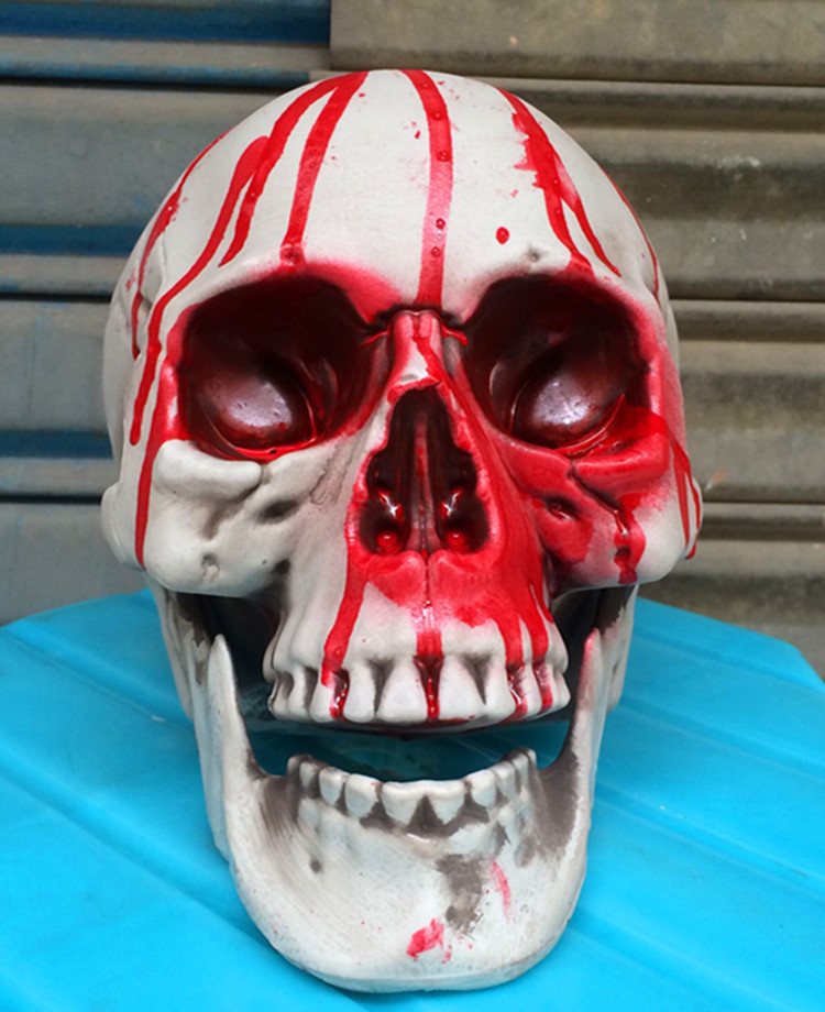 血腥骷髅头断头骨 万圣节恐怖道具鬼屋布景道具 酒吧密室装饰用品