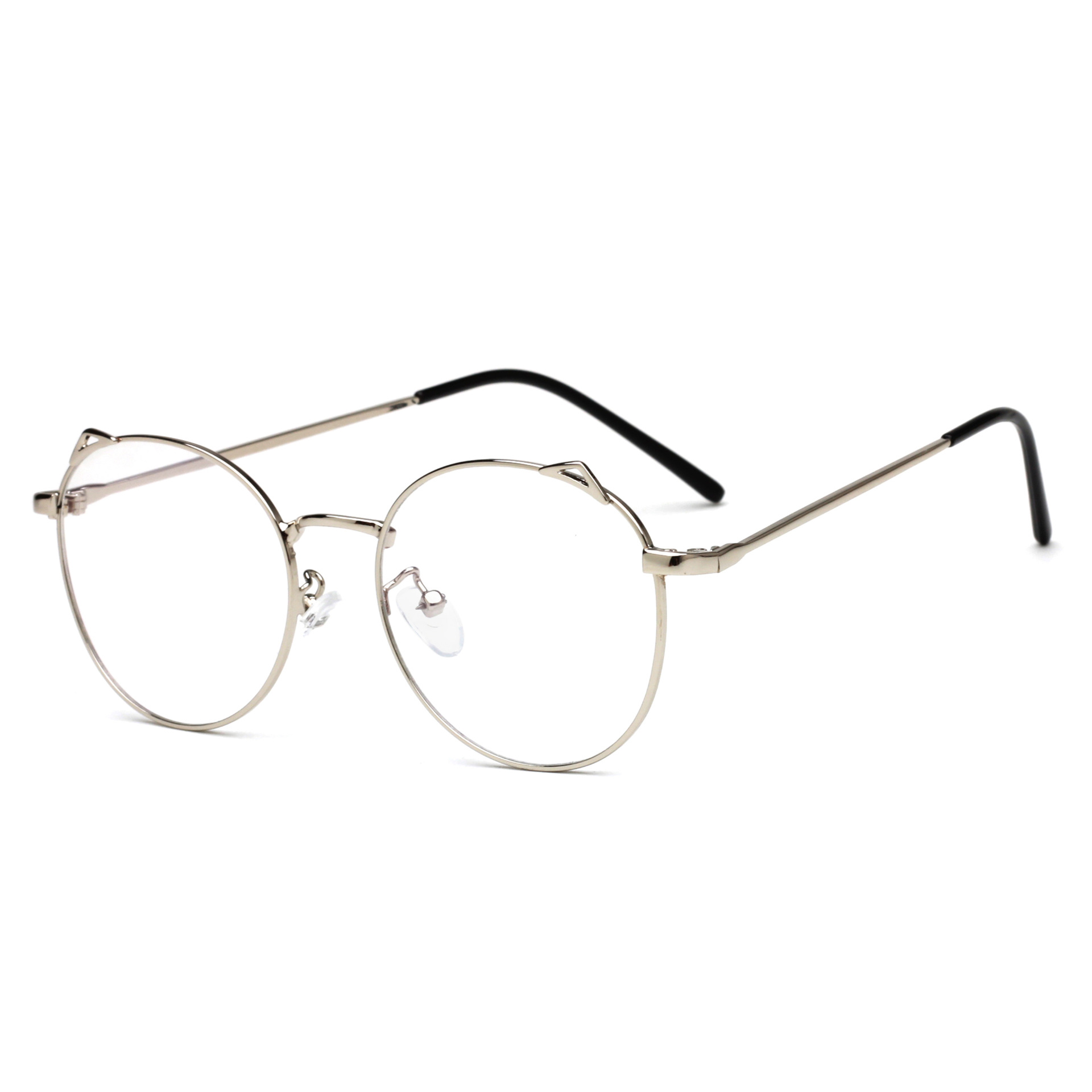 欧莱1858复古猫耳朵金属平光镜 男女网红同款眼镜框素颜装饰近视