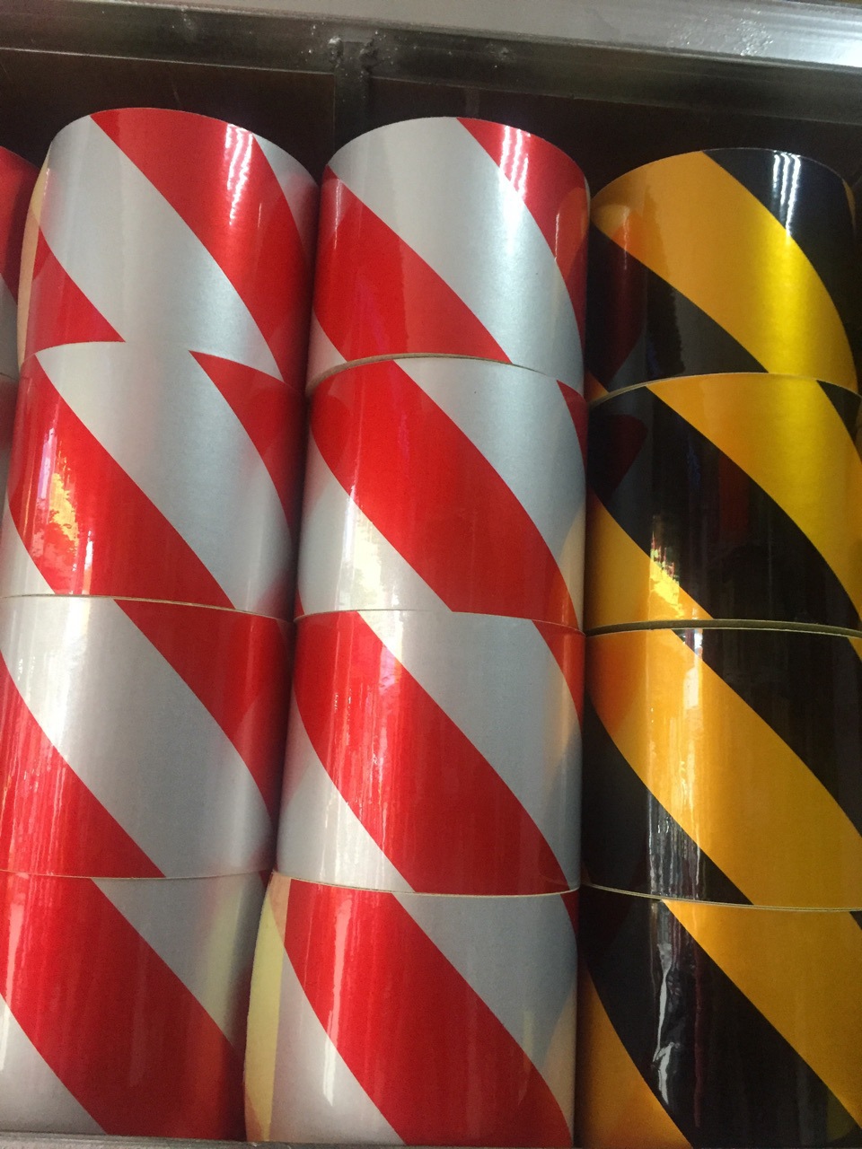 宽10cm/公分反光警示胶带 黄黑红白反光膜贴工程专用反光条