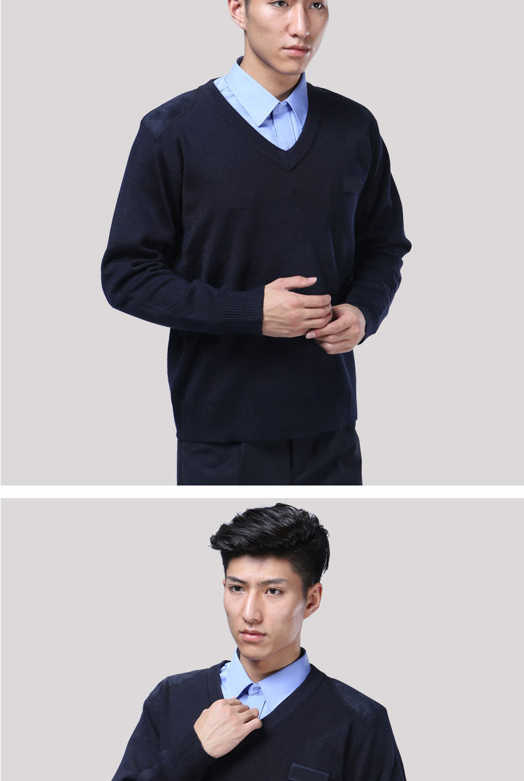 07军绿毛衣v领针织秋冬男女式保安毛衣藏蓝色v领jc平纹羊毛衫批发