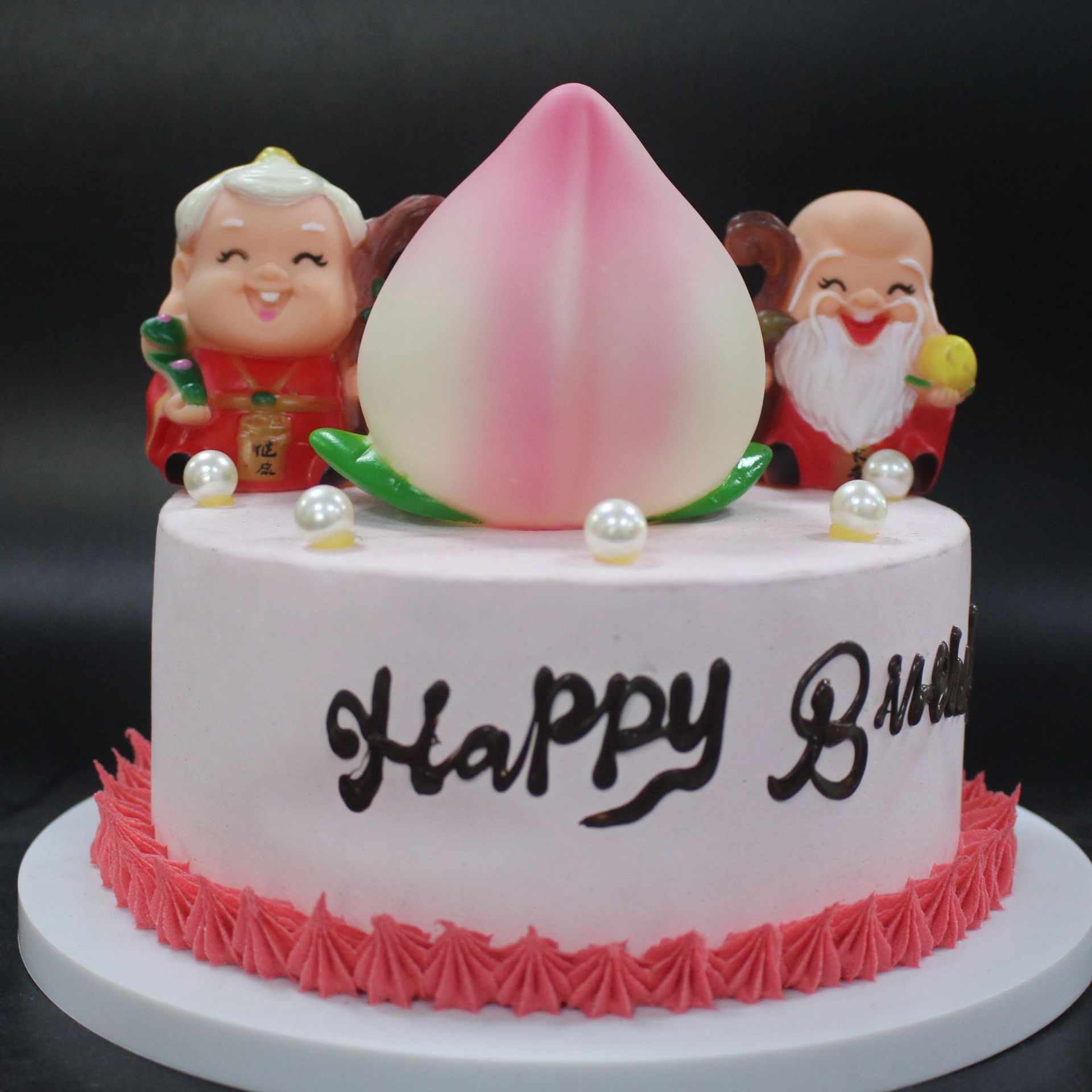 生日蛋糕寿桃摆件搪胶款大寿桃蛋糕装饰摆件祝寿桃蟠桃饰品摆件