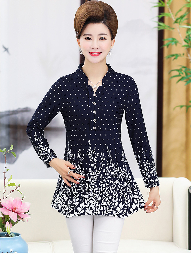 中年女装_妈妈款春装打底衫女40-50岁中年妇中长款2018新款