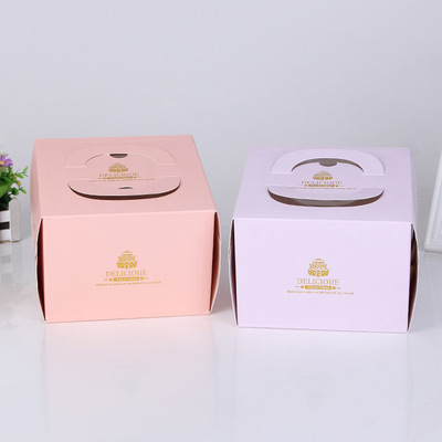 手提开窗西点慕斯蛋糕盒4寸欧式烫金生日烘焙蛋糕盒包装盒