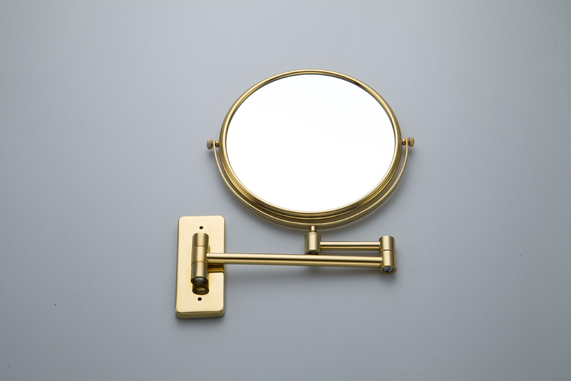 酒店浴室金色化妆镜美容壁挂梳妆镜折叠卫生间伸缩放大双面镜批发