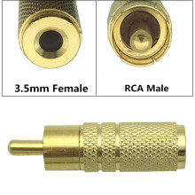 金属?镀金AV转接头RCA公转3.5mm母音频转换插头莲花公转3.5母