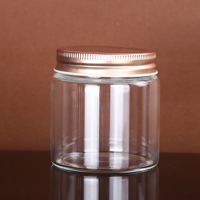 高硼硅玻璃罐圆柱形透明密封玻璃瓶大口实用蜂蜜瓶储物罐现货批发