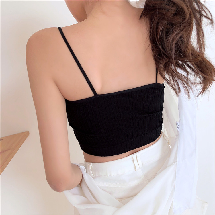 2019春季新款一字打底防走光抹胸裹胸内衣细吊带小背心带胸垫