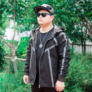 大码外套男胖潮薄款夹克男士加肥大号胖人外穿200斤秋装衣服宽松