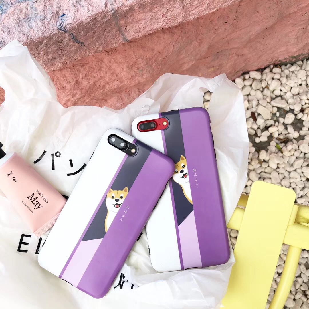 iphonex手机壳 强推 夏日新款 日系清新紫色柴犬宝宝 紫色手机壳