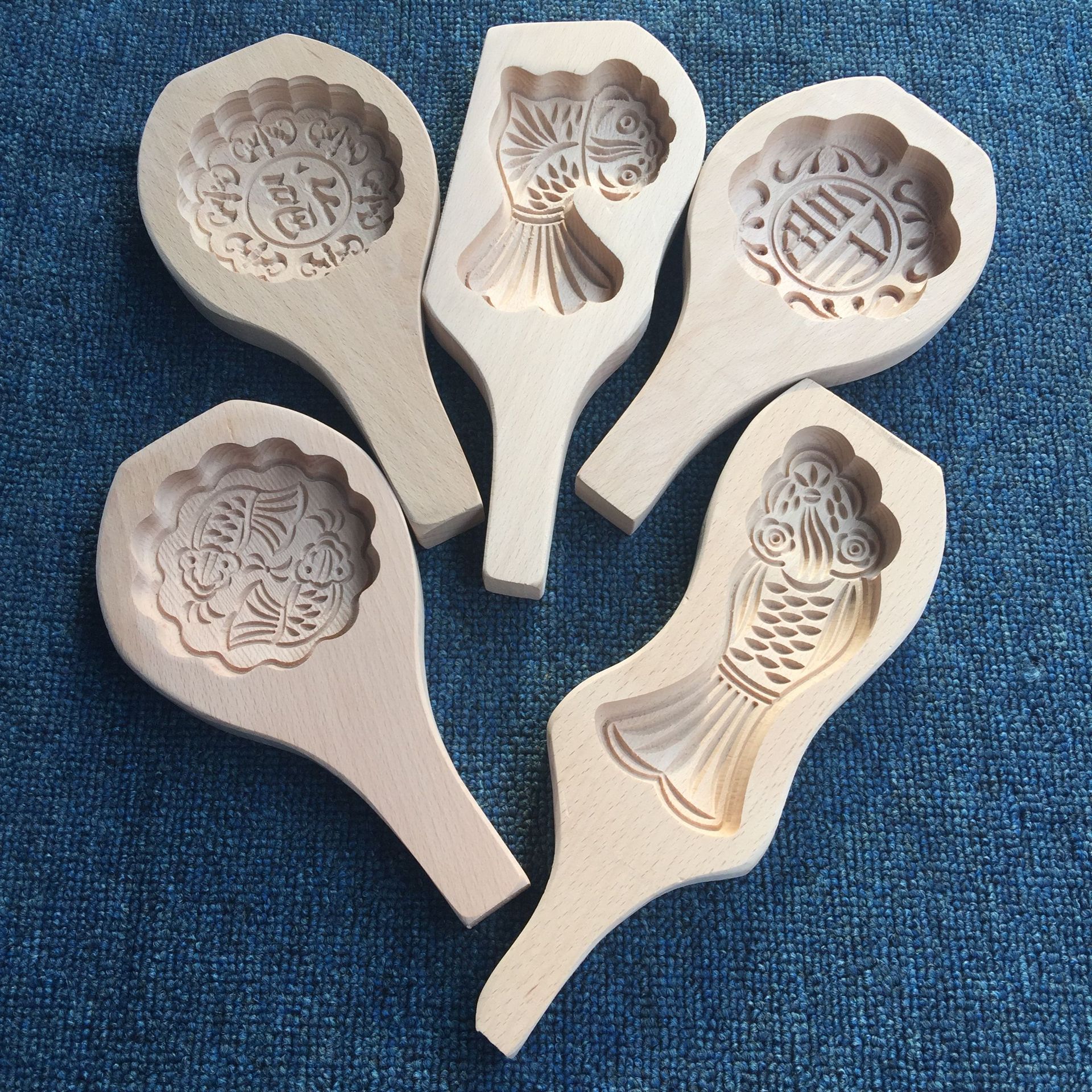 小号木质糕点面食花样烘培模具冰皮月饼模具卡通榉木模具 面食花