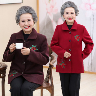 中老年人女装秋装外套60-70岁80奶奶春秋毛呢衣服妈妈太太服装冬
